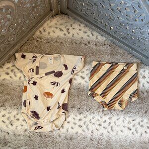 Kate Quinn set baby girls 3-6 months earth tone stripes umbrella garden party